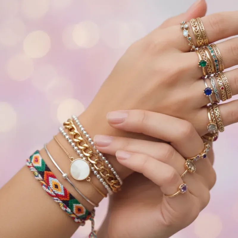 Manos con bisutería